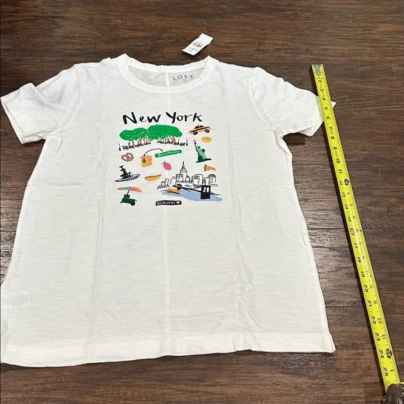 LOFT White New York Logo Short Sleeve T-Shirt Size S - Picture 7 of 7